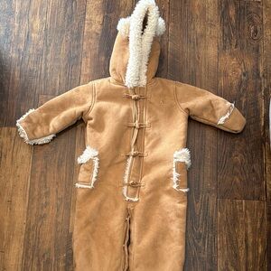 GAP Cream and Tan Baby Snowsuit